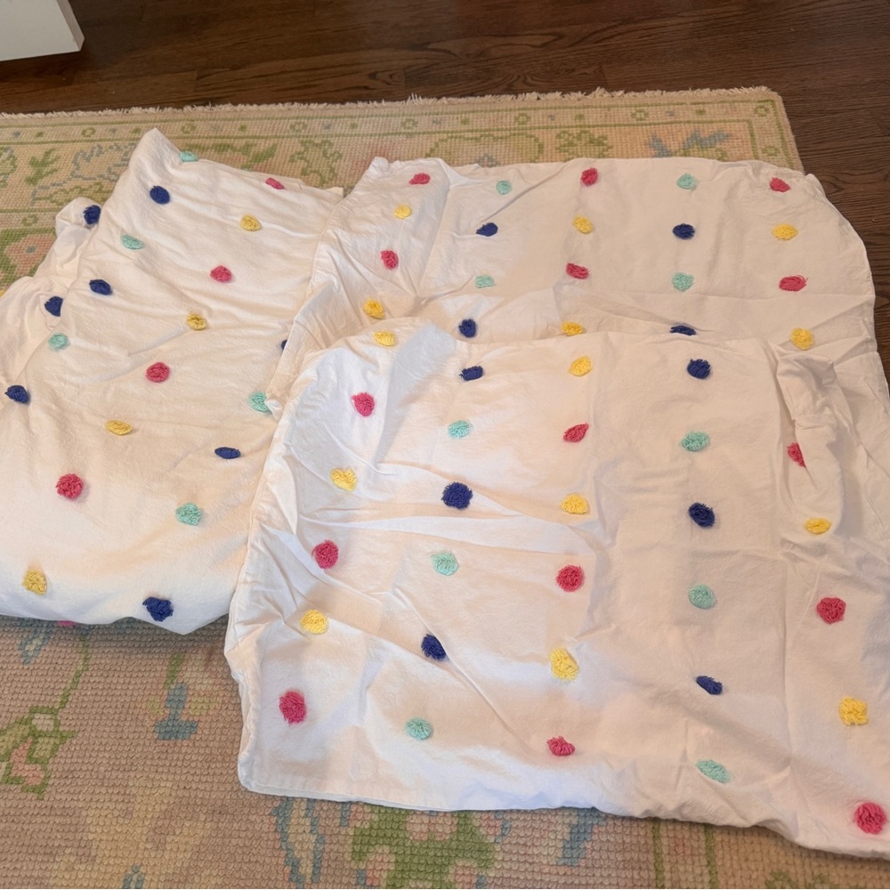 Pottery Barn Teen Full Queen Pom Pom Duvet & Shams
